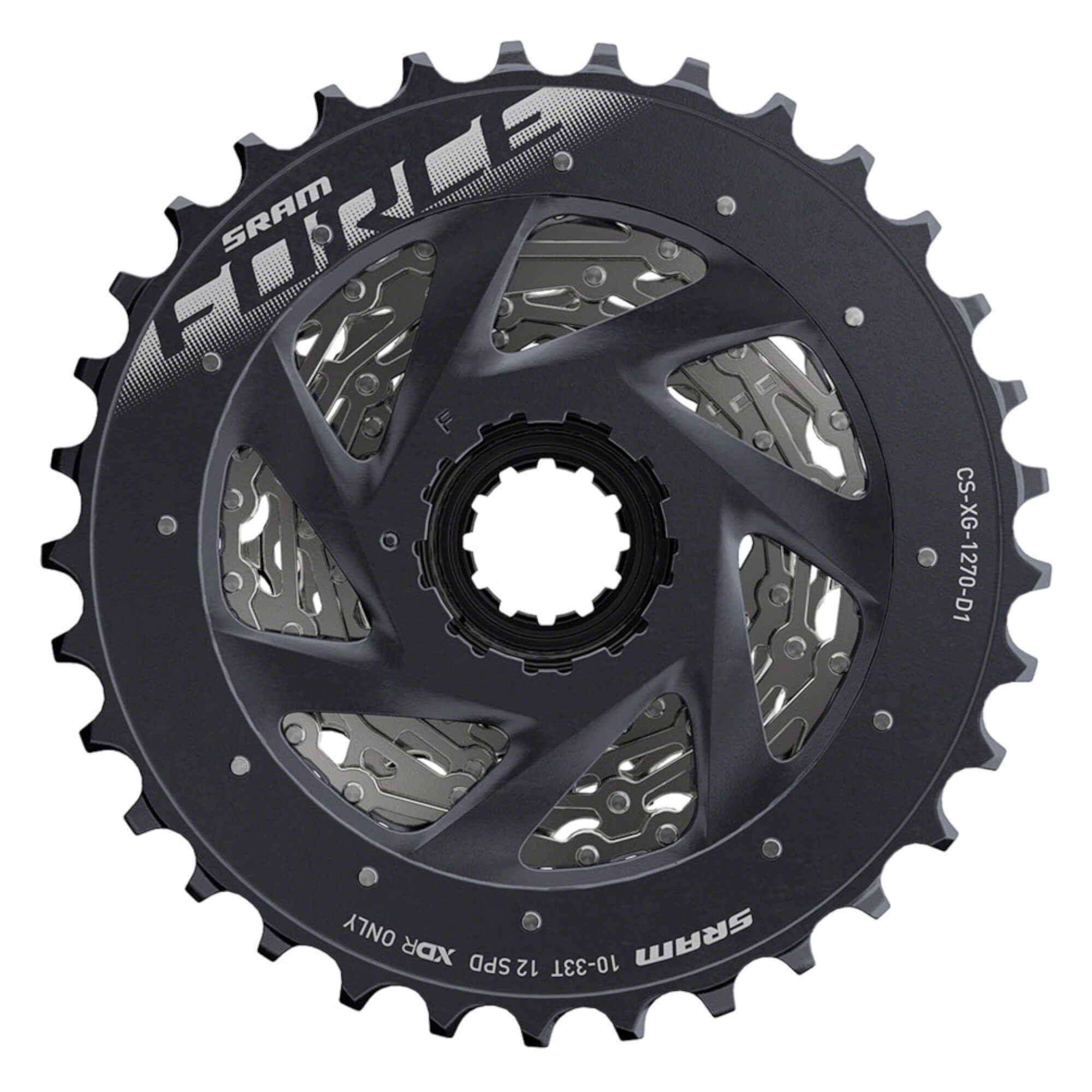 SRAM Force AXS XG-1270 Cassette - 12-Speed, Silver, For XDR Driver Body, D1