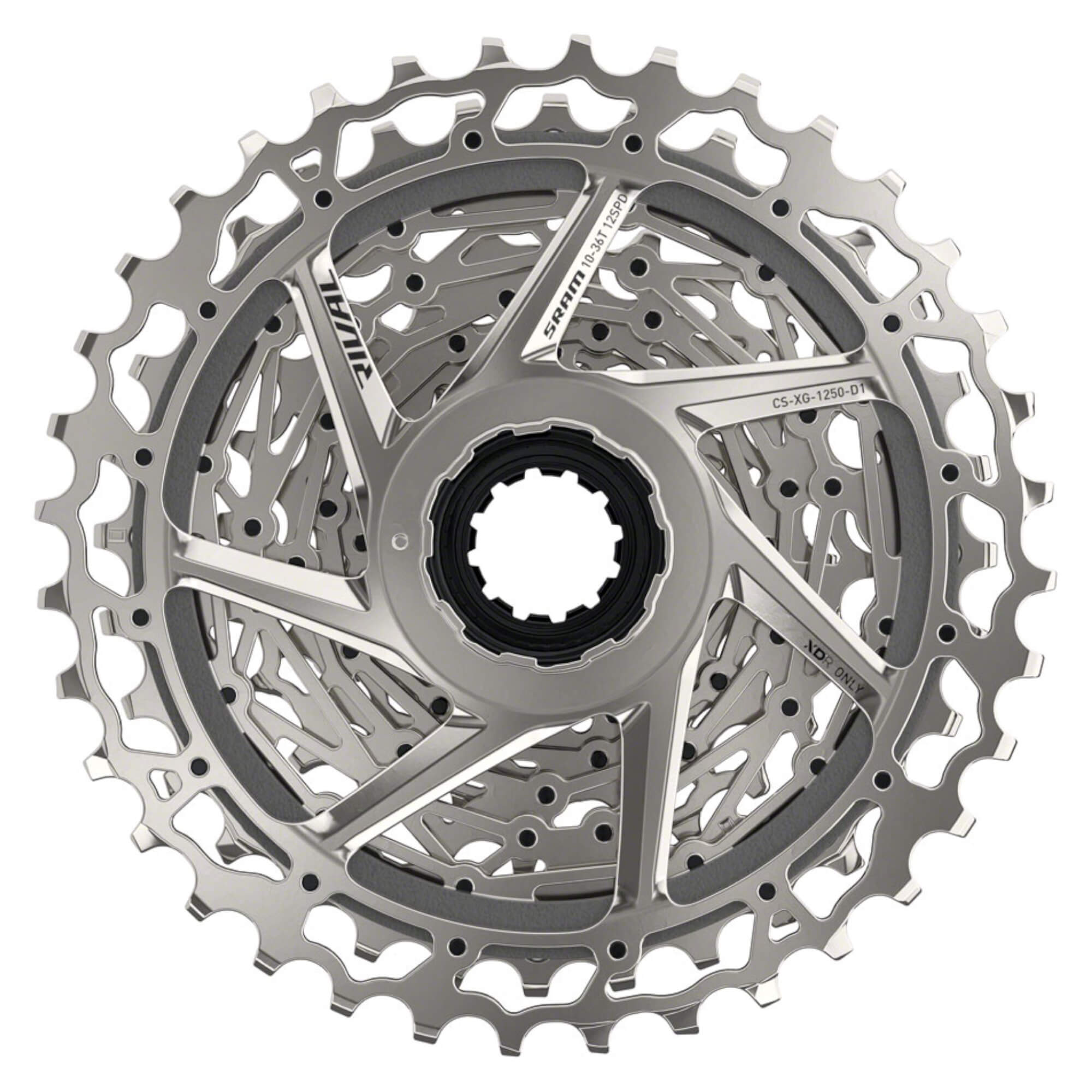 SRAM Rival AXS XG-1250 Cassette - 12-Speed, Silver, For XDR Driver Body, D1