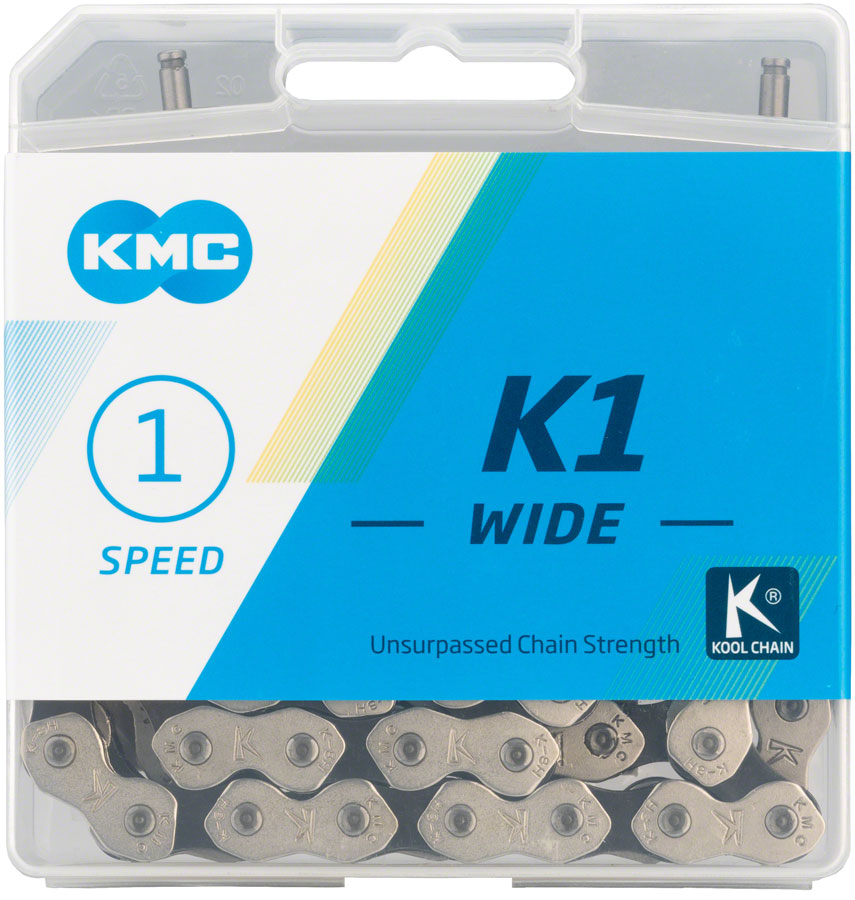 KMC K1 Kool Wide Nickel Plated Single Speed Chain Silver - The Bikesmiths