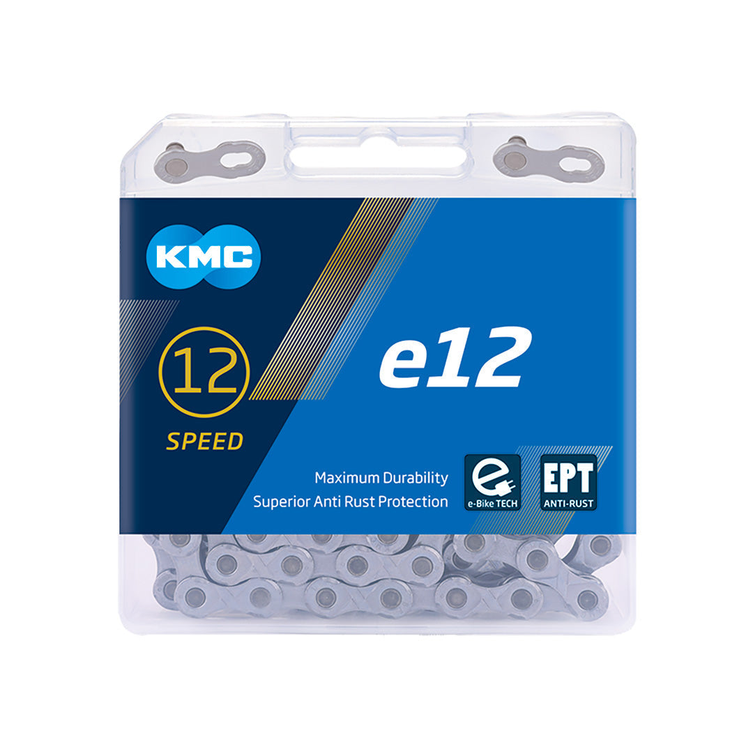 KMC e12 EPT Chain 12-Speed 136 Links Silver - The Bikesmiths