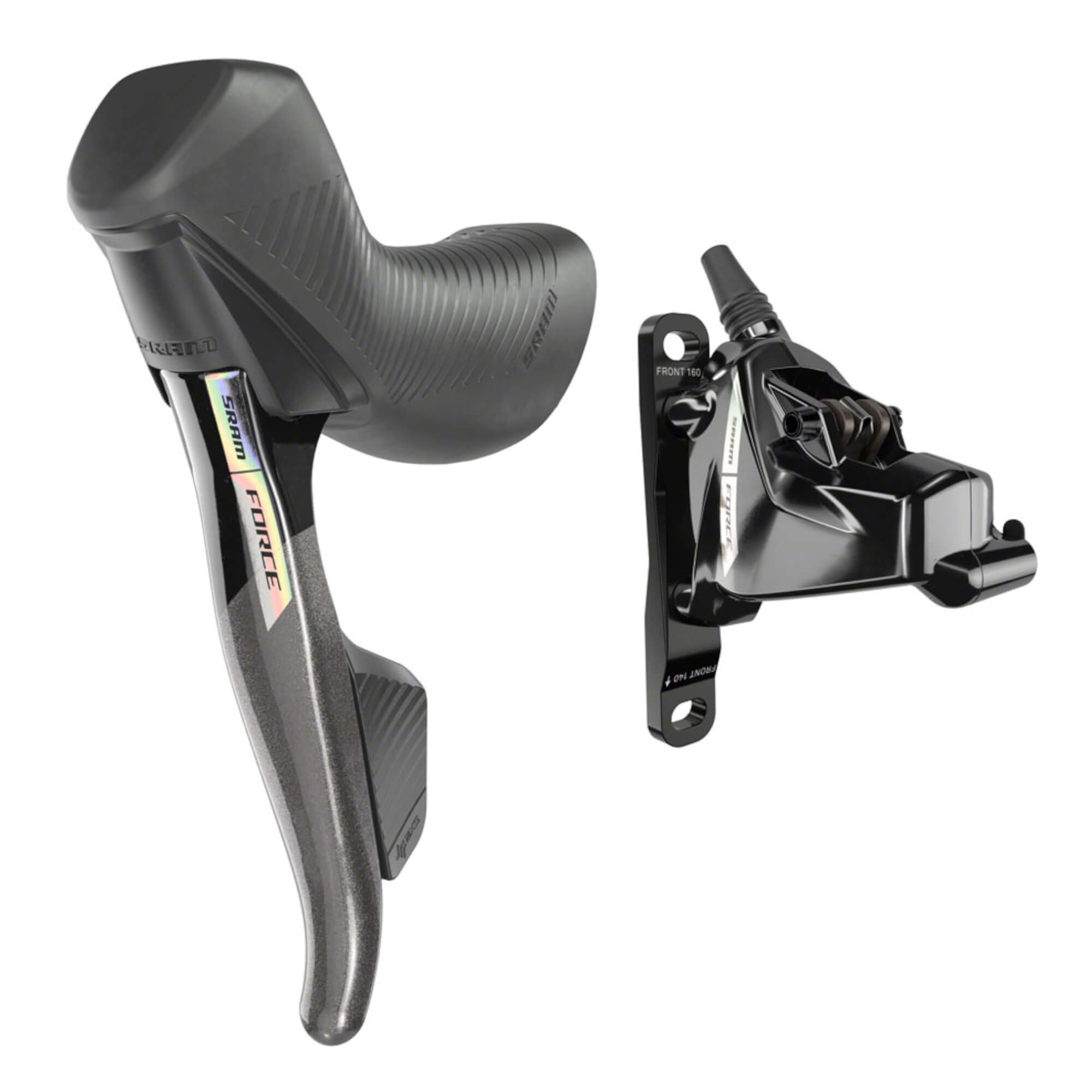 SRAM Force AXS HRD eTap Shift/Brake Lever and Hydraulic Disc Brake Caliper - Flat Mount, 20mm Offset, Iridescent Gray/Blk, D2