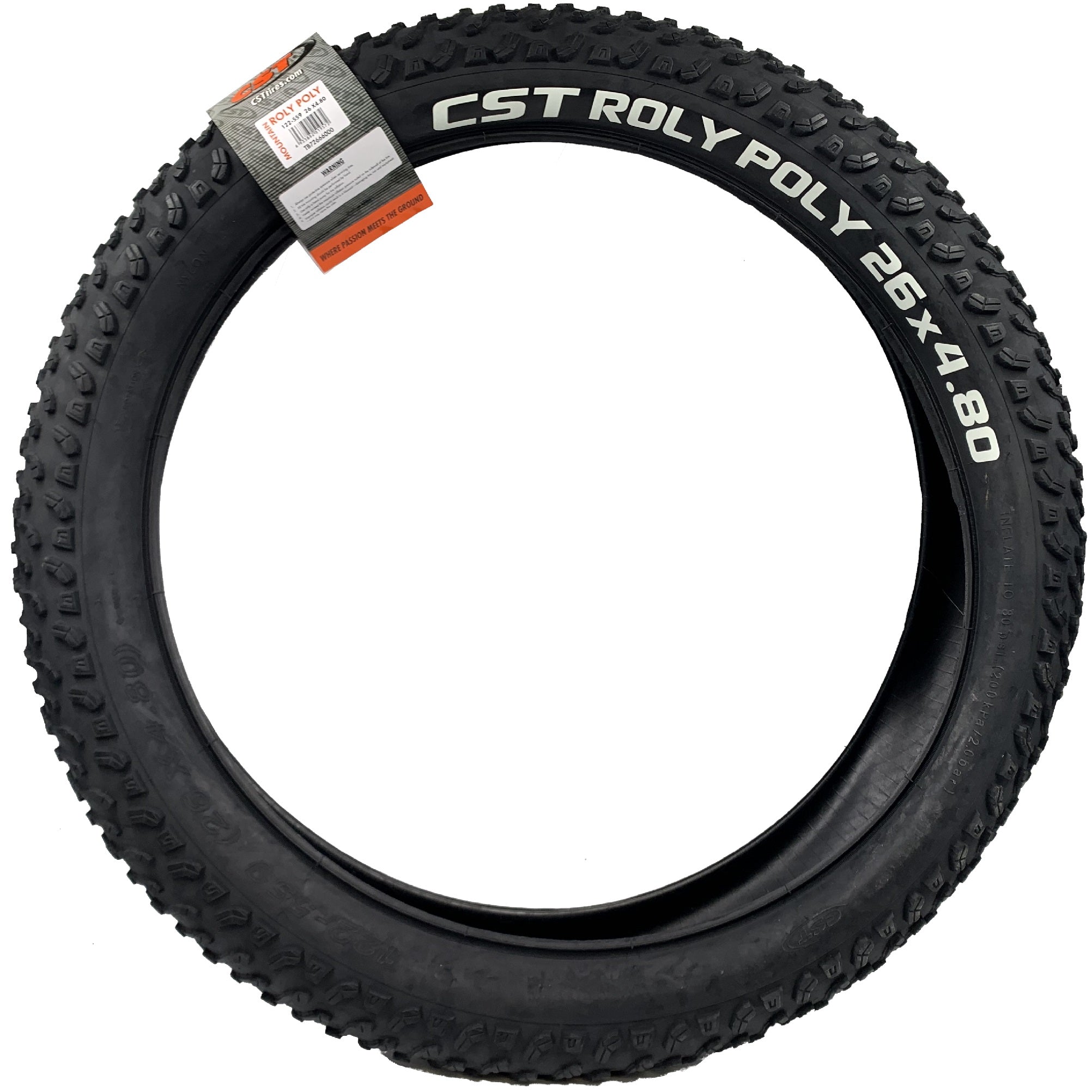 CST Roly Poly 26x4.80 fat bike tire.  Photo shows the side of the tire.